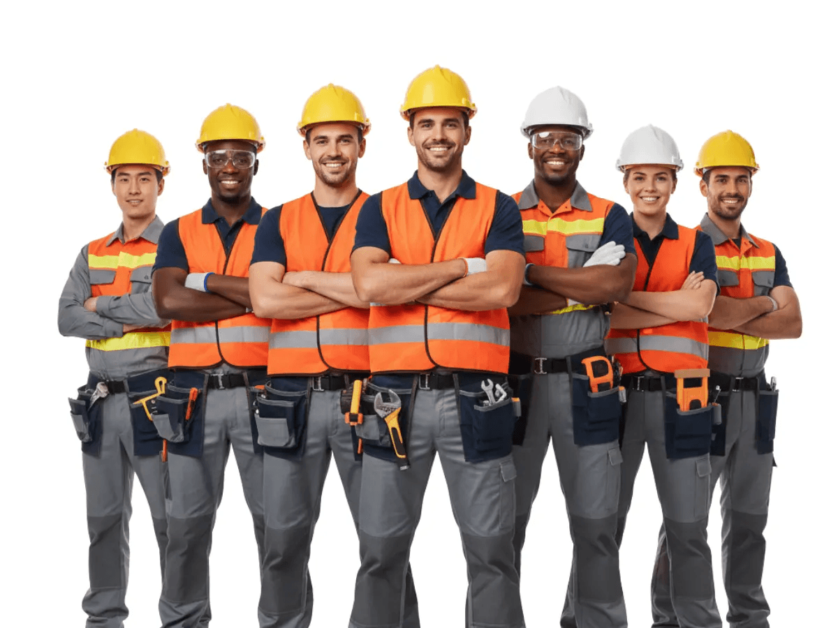 Blue collar workers team